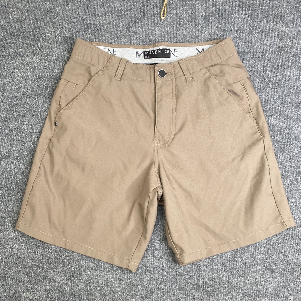 Maven Co-op Mens Tan Khaki Outdoor Performance Hiking Shorts Size 28 Inseam 7